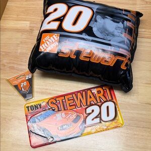 Tony Stewart Black and Orange Pillow